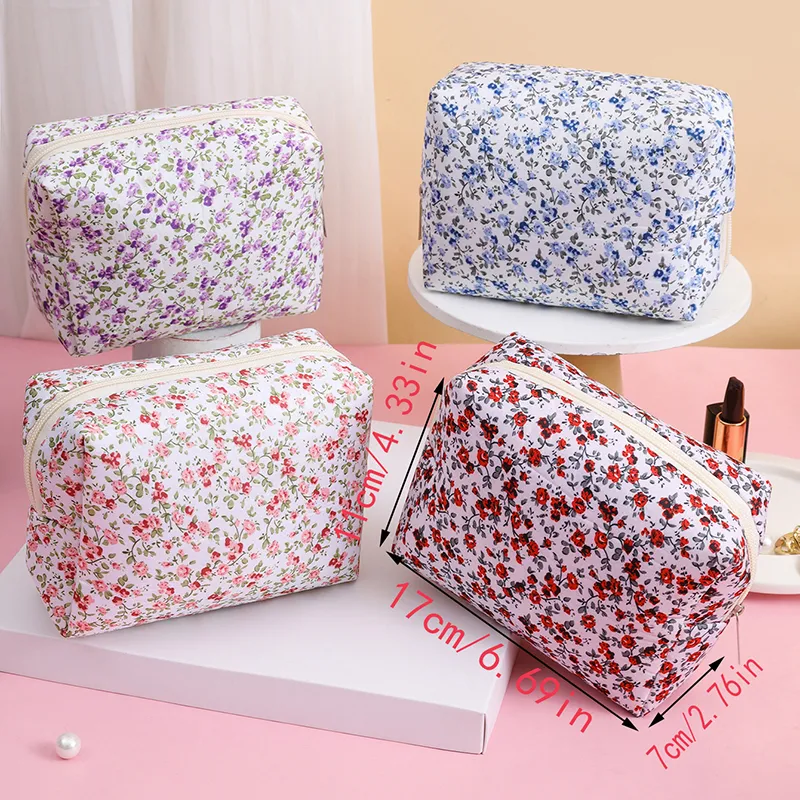 Floral Toiletry Bag,Cosmetic Organizer Bag Octagonal Makeup Bag for Women  Girls, Portable Travel Storage Zipper Pouch, Lightweight Wash Bag