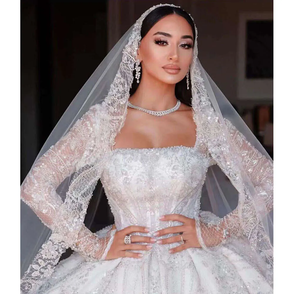 Dubai Princess Luxury Beaded Long Sleeve Wedding Dress main image 1