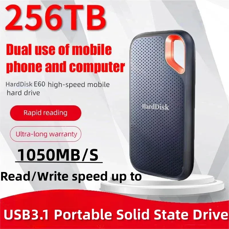 Mobile Hard Disk SSD E60 256TB 1TB 2TB 16TB HDD High Speed External Hard Disk For Desktop/PC/PS5 Game Storage Devices Disco Duro