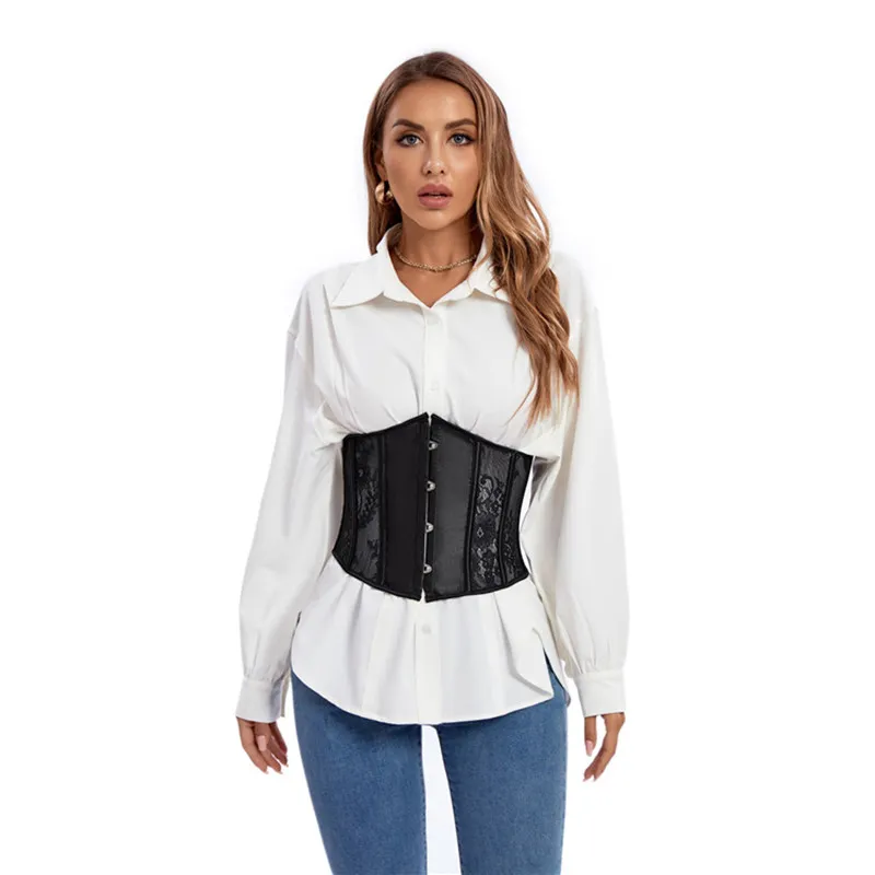 Corset De Mujer Top - Corsé De Mujer Bustier Top Gótico Vintage Adorno De Encaje Lencería De Satén Entrenador De Cintura Body Shaper Slim Overbust Corsé Sexy Tallas Grandes,Negro,M