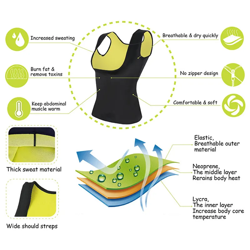 Neoprene Sauna Sweat Vest for Women Plus Size S 6XL Waist Trainer Slimming Vest Shapewear