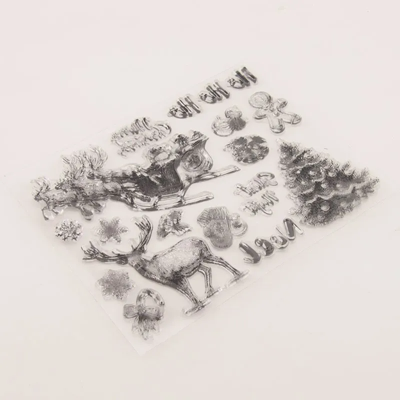 Clear Silicone Christmas Deer Tree Seal Stamp for DIY Scrapbooking ...