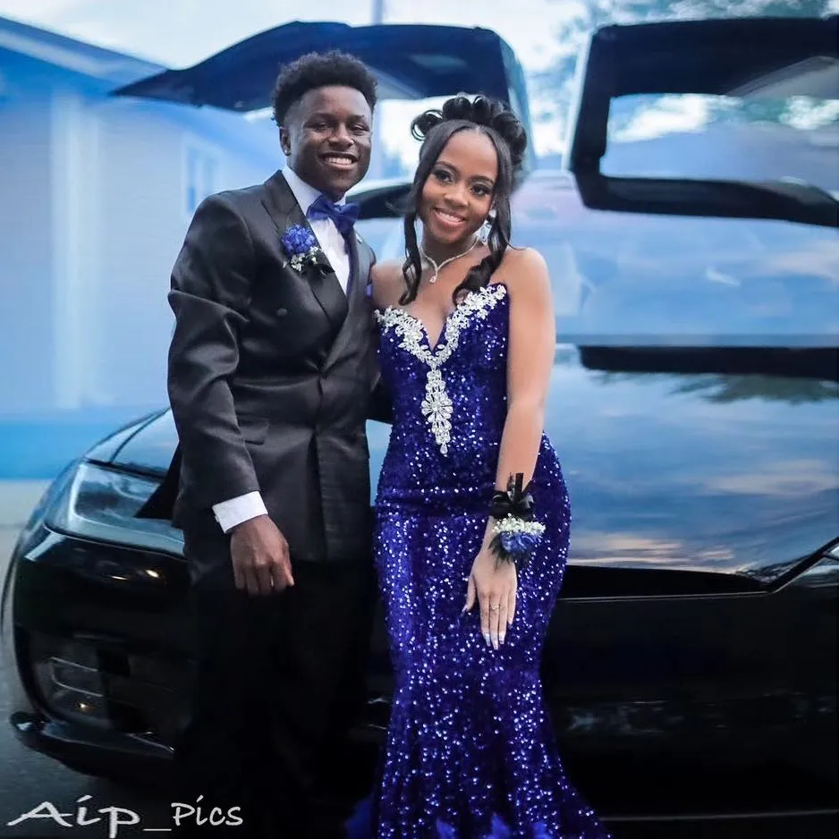 Couple Prom Couples Royal Blue And Black Prom Dress Mermaid Prom Dresses 2024 Sequin Lace Beading Couple Prom Couples Royal Blue And Black Prom Dress Mermaid Prom Dresses 2024 Sequin Lace Beading