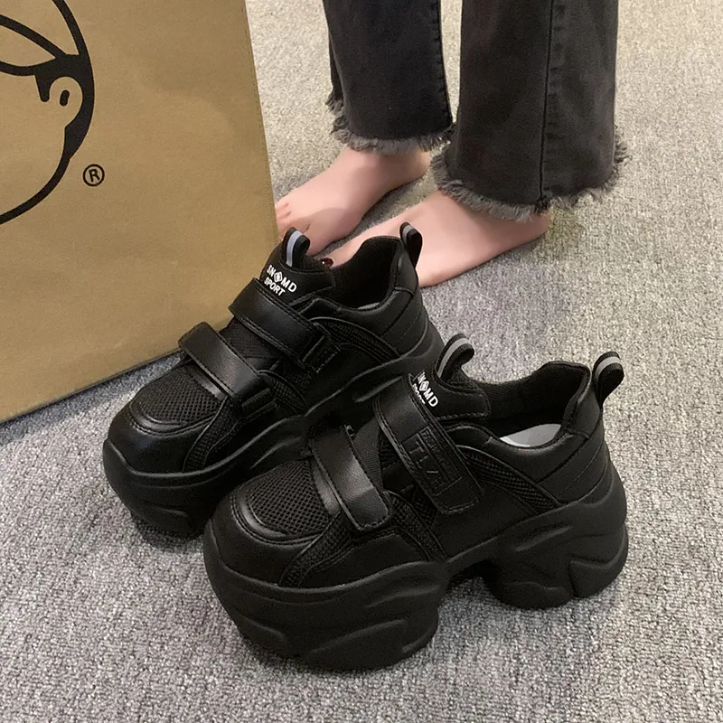 Bulk Womens Dad Shoes Black Chunky Platform Sneakers With Hook Loop Closure, Lightweight Casual Shoes For Outdoor Activities From Ddmybags, $102.65 | DHgate.Com