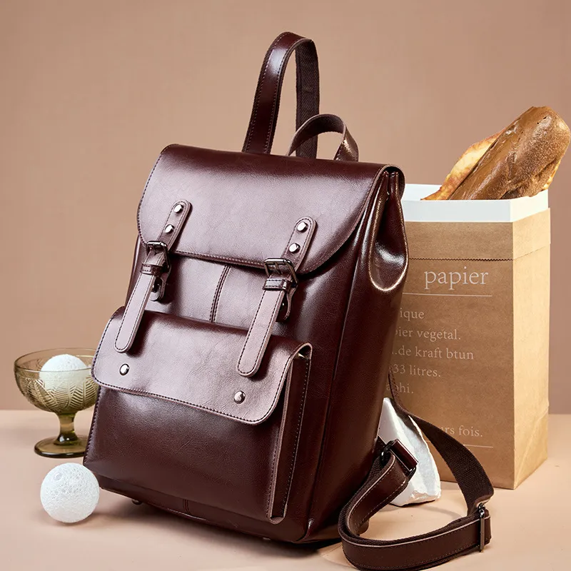 Kawaii Backpacks Leather Computer Backpack: Designer Cowhide
