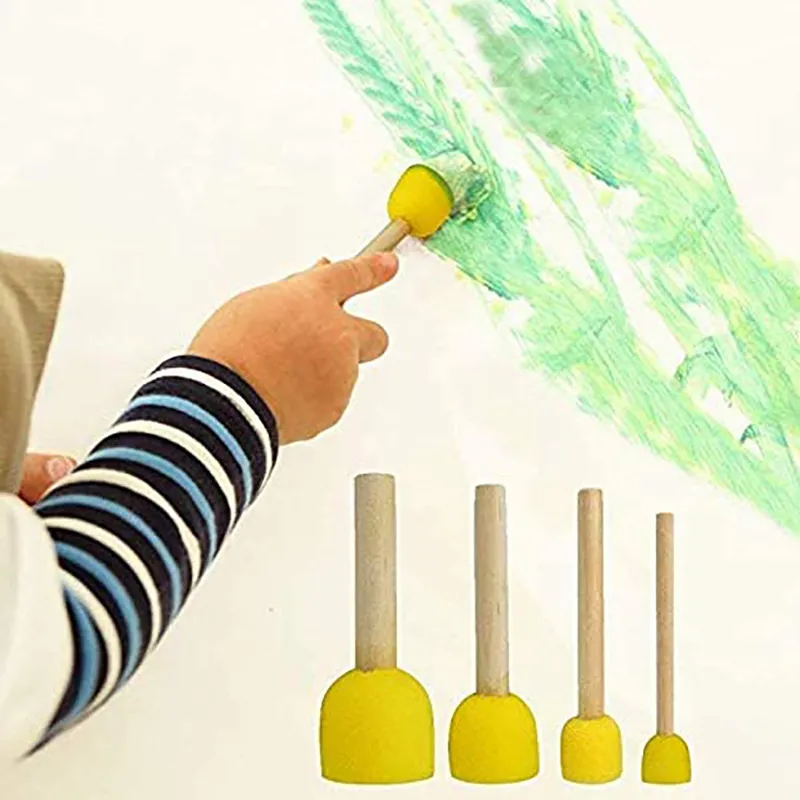 4 Pcs Foam Paint Brushes,4 Sizes Sponge Paint Brush With