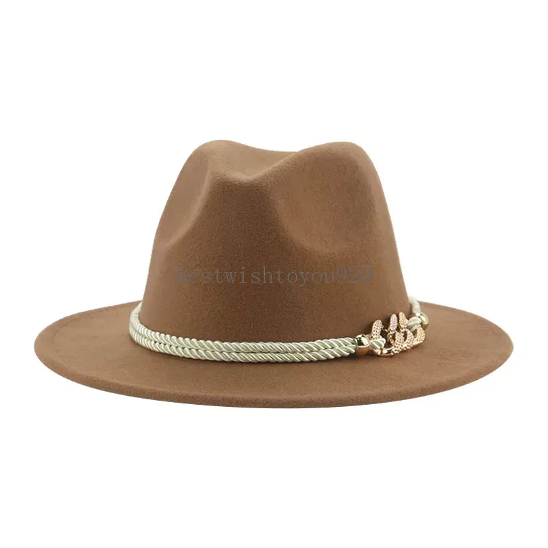 Womens Hat Men Fedora Wide Brim Solid Camel... From  display picture 3