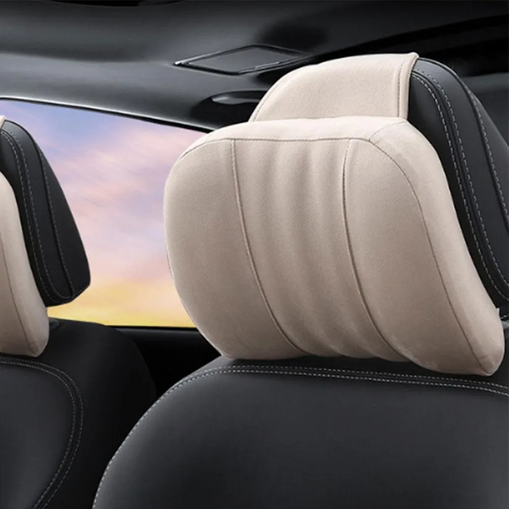 Car Headrest Neck Pillow Breathable Suede Fabric Relax Memory Foam Soft  Head Support Universal Fit