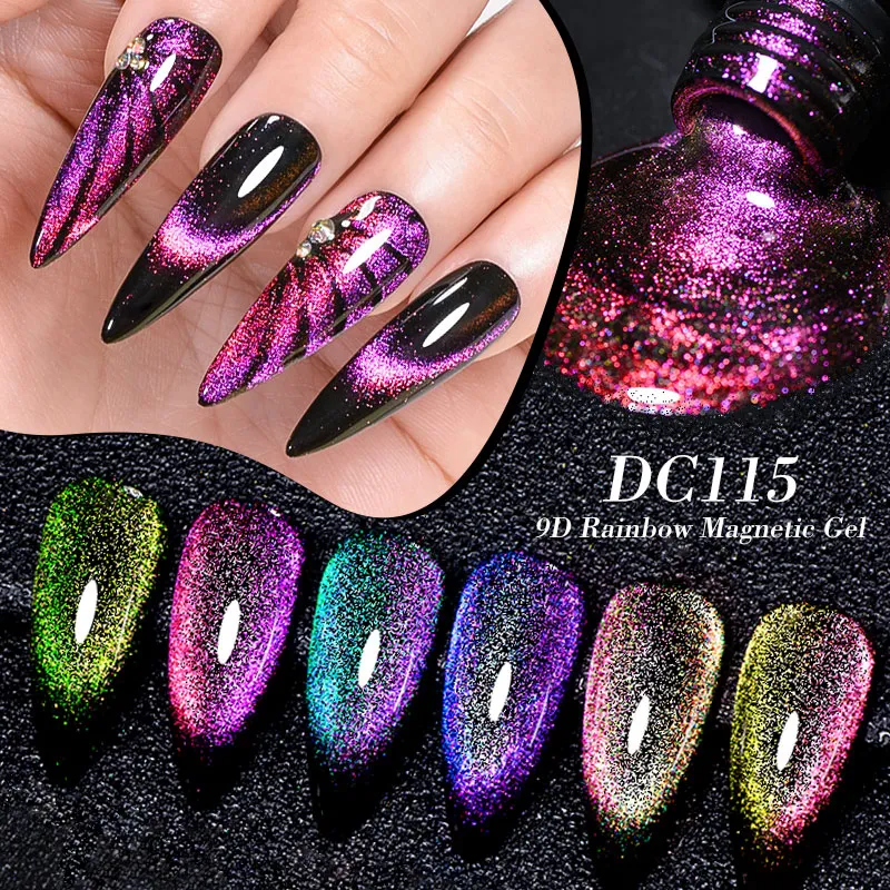 9D Reflective Glitter Cat Magnetic Gel colours of nail