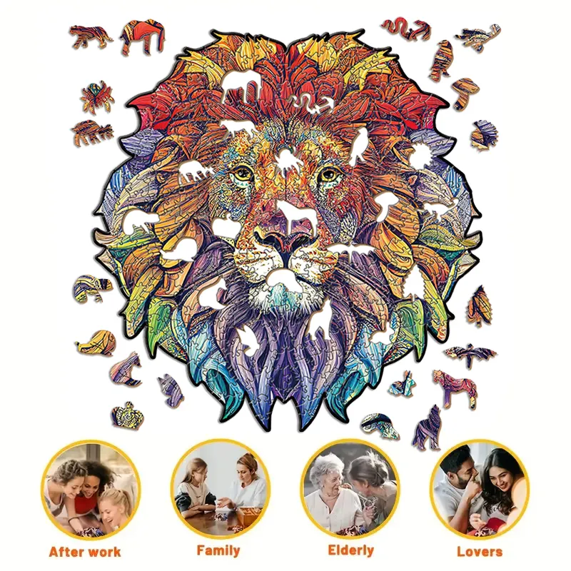 DHgate DIY Wooden Jigsaw Puzzles 3D Autumn Elk Animal Shape Puzzles for Kids and Adults Educational Toys and Home Decoration Gifts Home Garden
