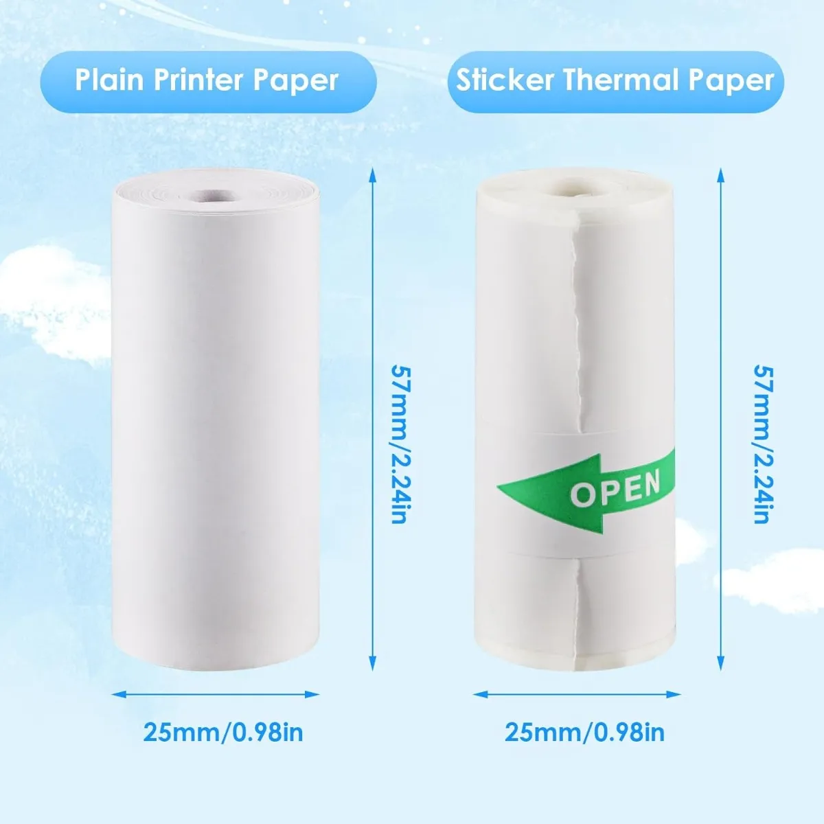 15 Rolls Kids Camera Printing Paper Refill - Thermal Paper For Most Children's Instant Cameras, 57x25mm