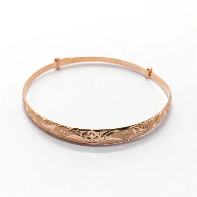 14K Rose Gold Phoenix Bracelet Adjustable Chinese Style Bangle