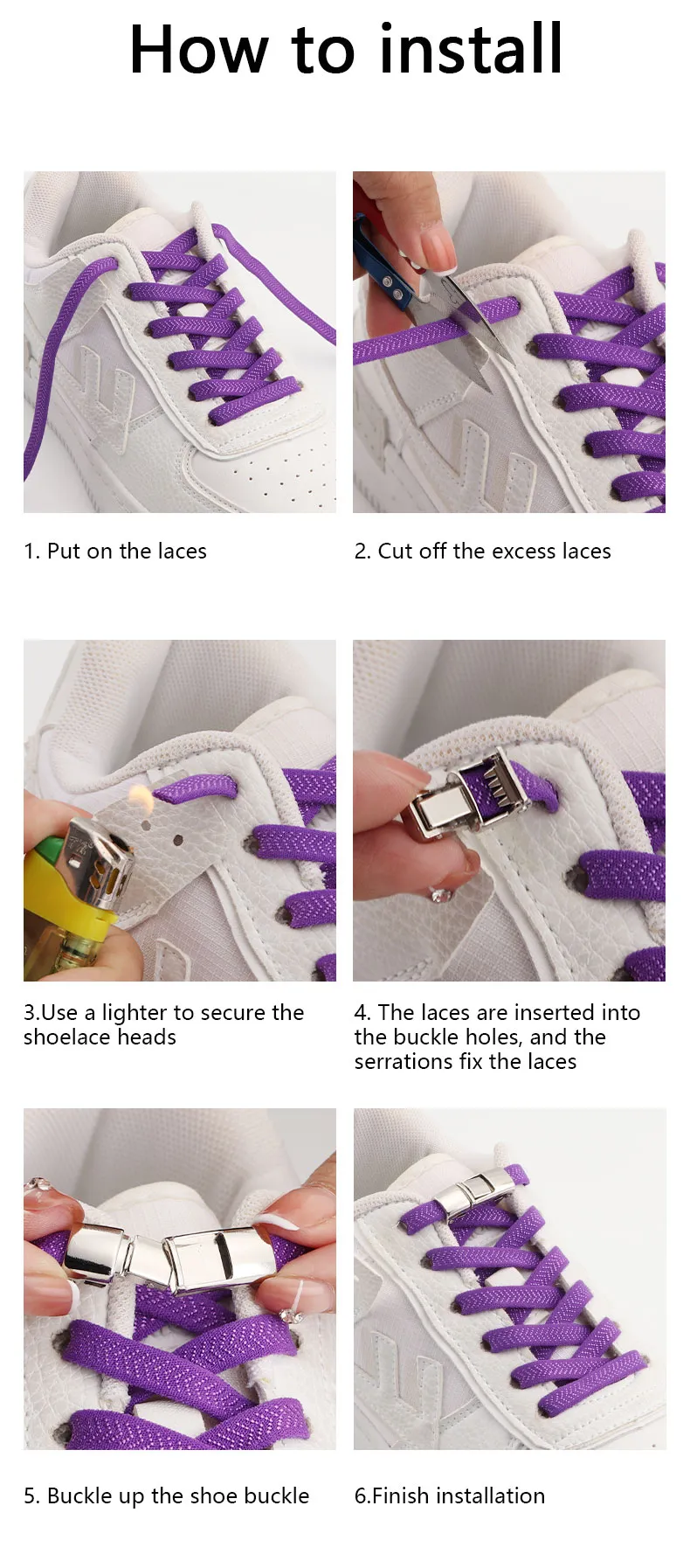 Image showcasing Elastic No Tie Shoelaces - One Size Fits All, Stretch Tieless Shoelaces ...
