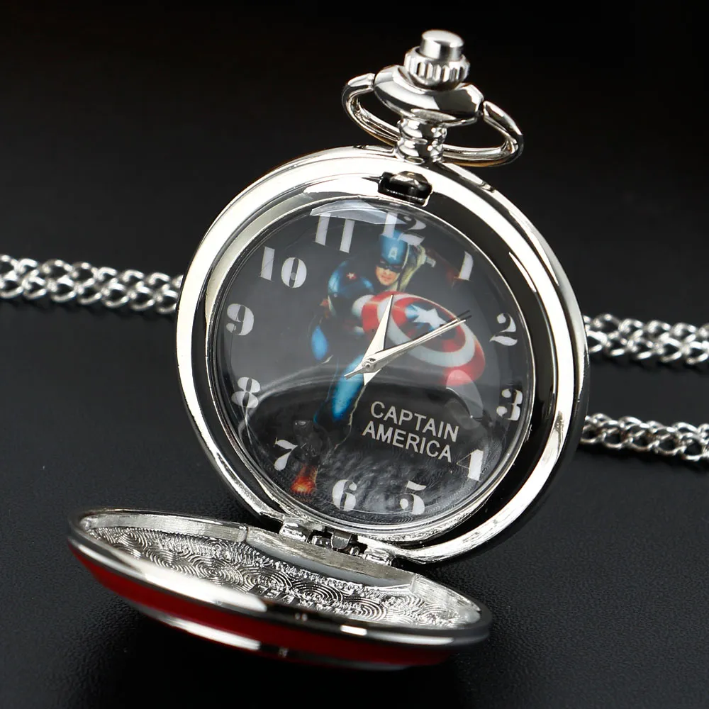 Exquisite Silver Pentagram Pocket Watch with Chain for Children and Students