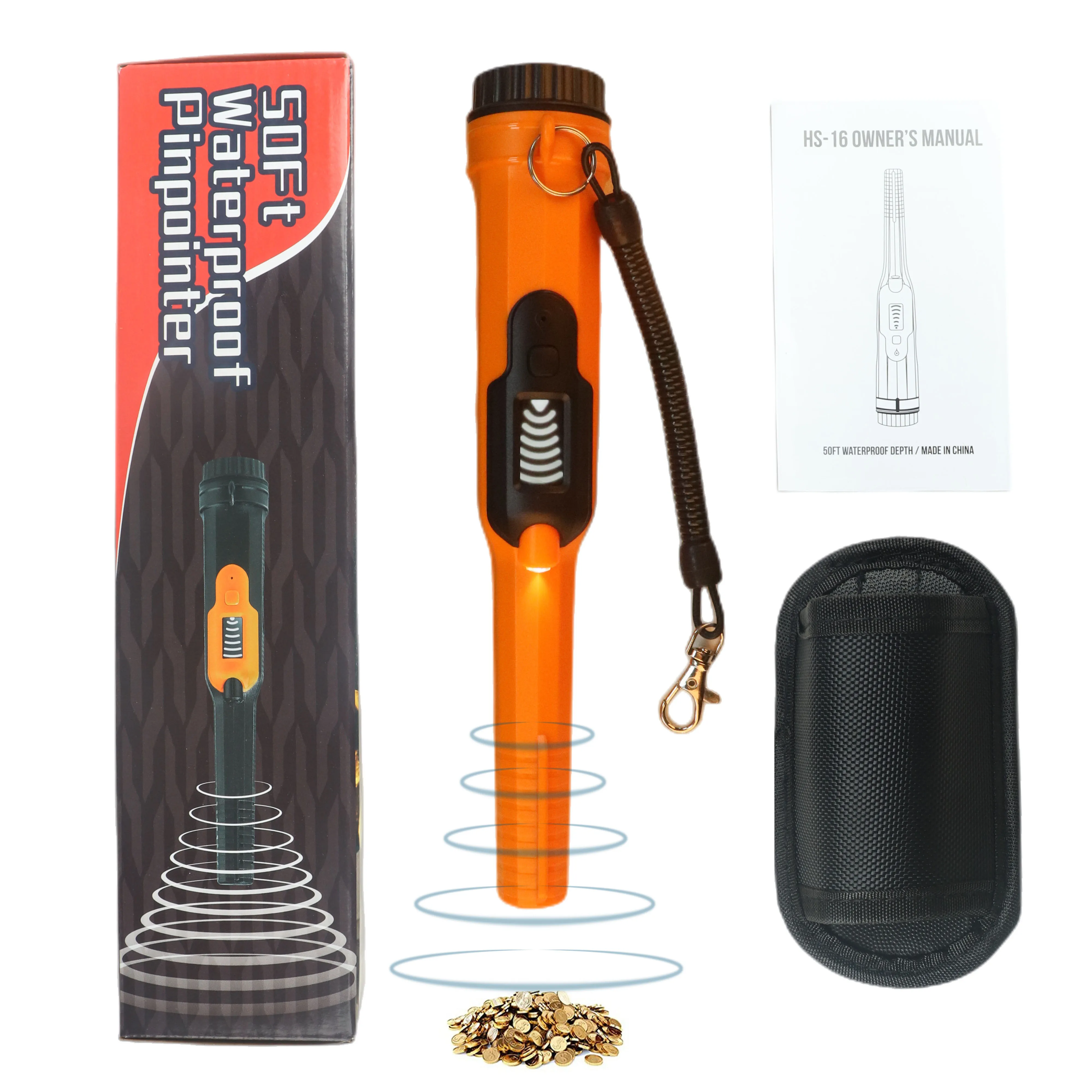 Fully Waterproof Pinpoint Metal Detector Pinpointer 360° Search Pinpointing Finder Probe Treasure Hunting Tool Accessories for Adults and Kid並行輸入 : LCD Display Fully Waterproof Pinpoint Metal Detector