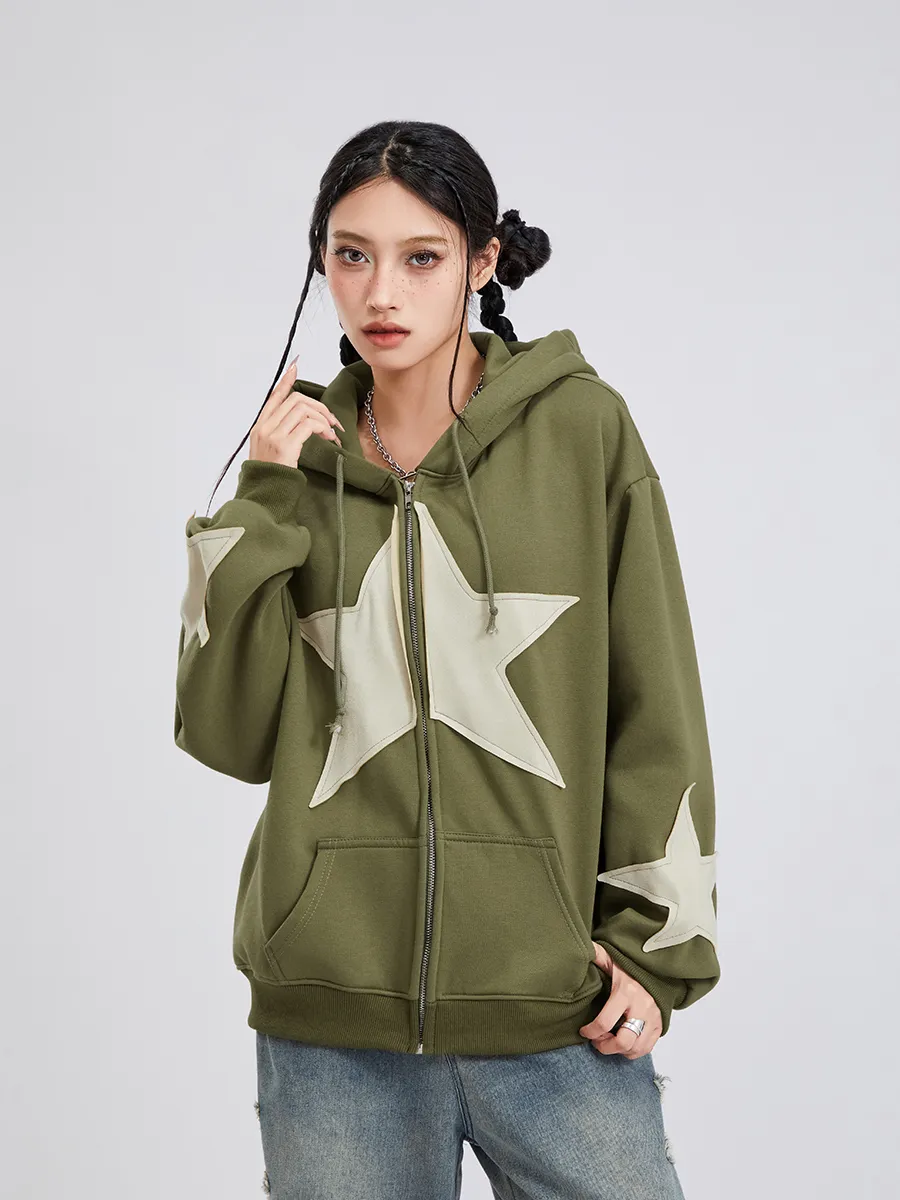 star zip Parker itimi shury y2k ジップパーカー star zip Parker itimi shury y2k ジップパーカー Star Print