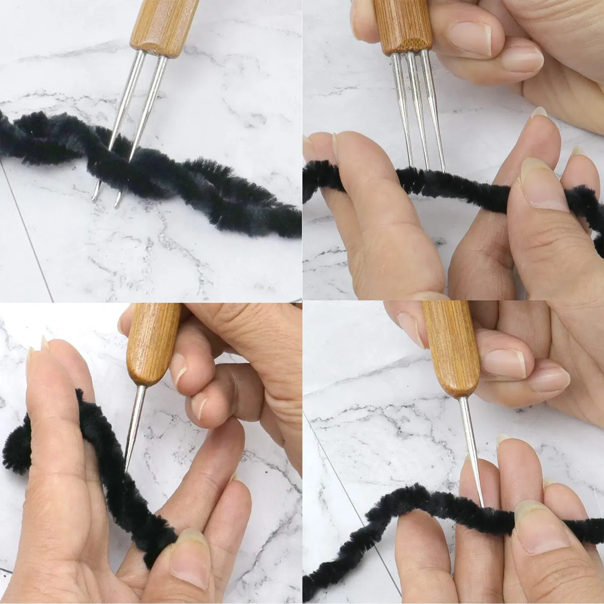 thumbnail image 2 of 5-Piece Crochet Needle Hook Set – Bamboo Handle With Stainless Steel Hook, Dread & Knit Tools 2 of 5