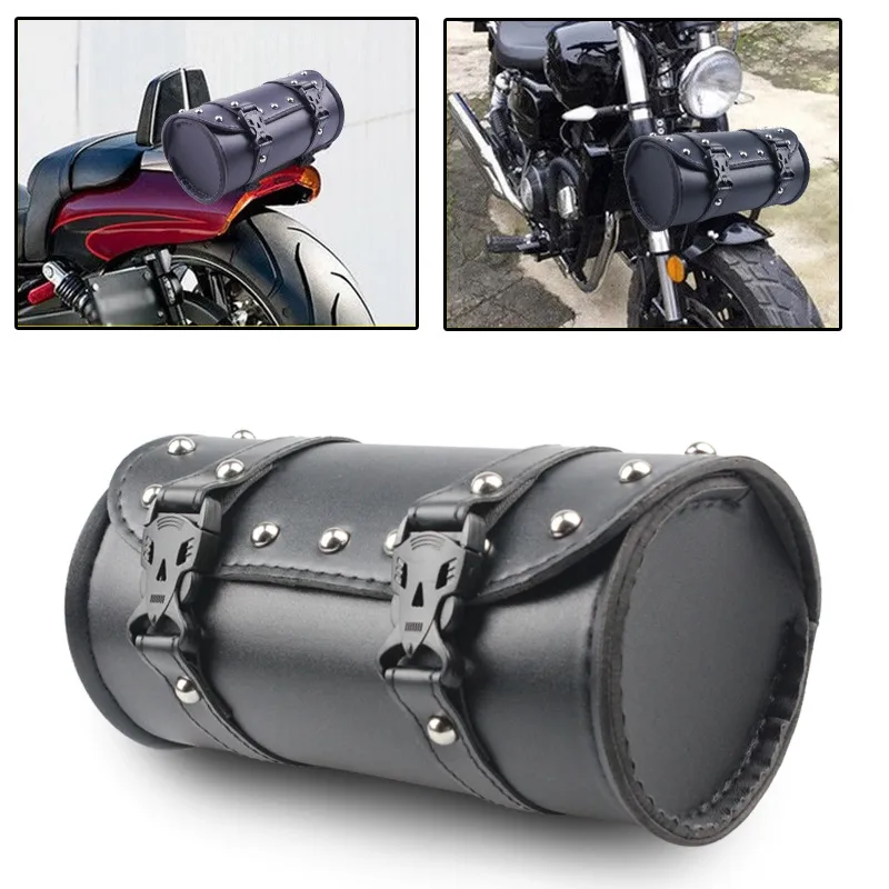 Motorcycle Front Fork Tool Bag – Leather Saddlebag Storage Pouch For Handlebar, Universal