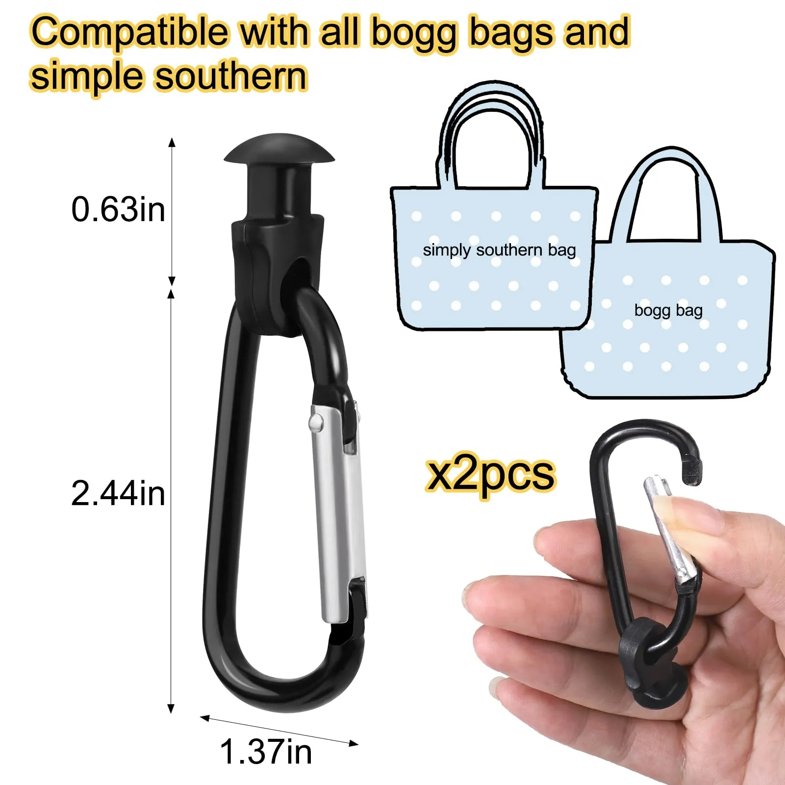 Bog Key Rings 2-Pack Bogg Bag Key Holder Charm Clip, Original Insert Carabiner ...