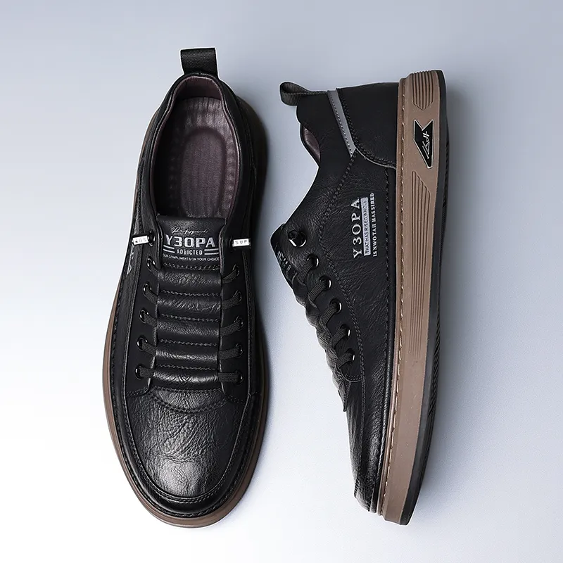 Bulk Thick Soled Shoes Mens Leather Soled Shoes Genuine Leather