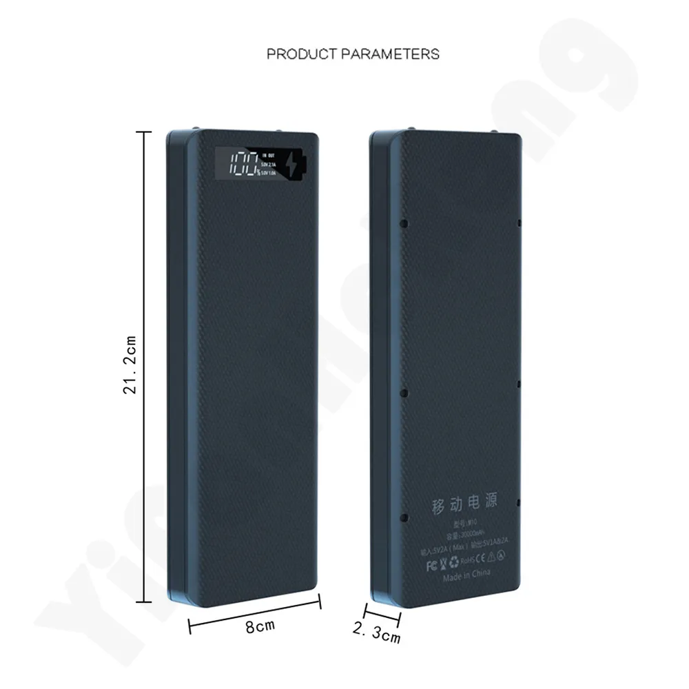 Quick Charge QC3.0 DIY 10 x 18650 Battery Power Bank Case Portable Battery Storage Box Powerbank Holder Shell With LCD Display