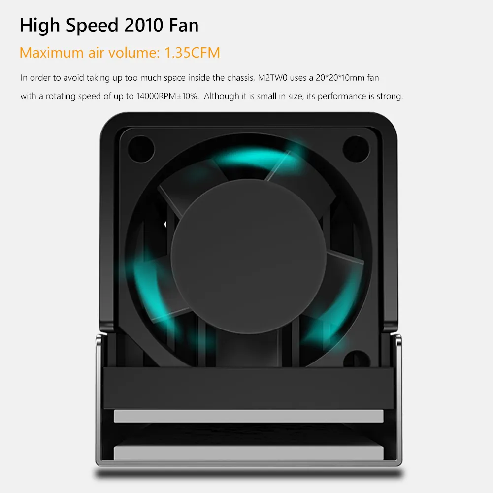 M2 2280 SSD NVMe Heatsink Radiator M.2 SSD Aluminum Heat Sink 14000RPM Silent Cooling Fan M2 2280 Solid State Hard Disk Radiator