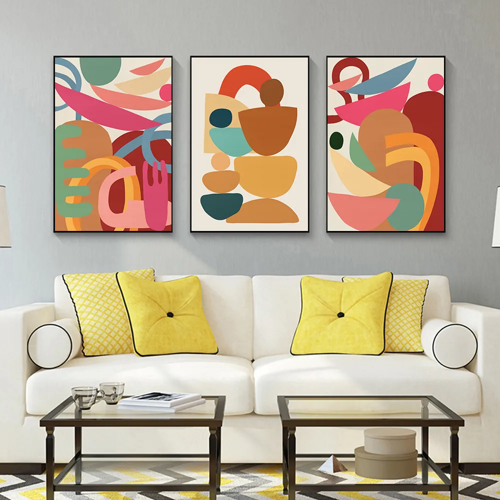 Abstract Geometric Canvas Art Print Modern Wall Decor, Minimalist ...