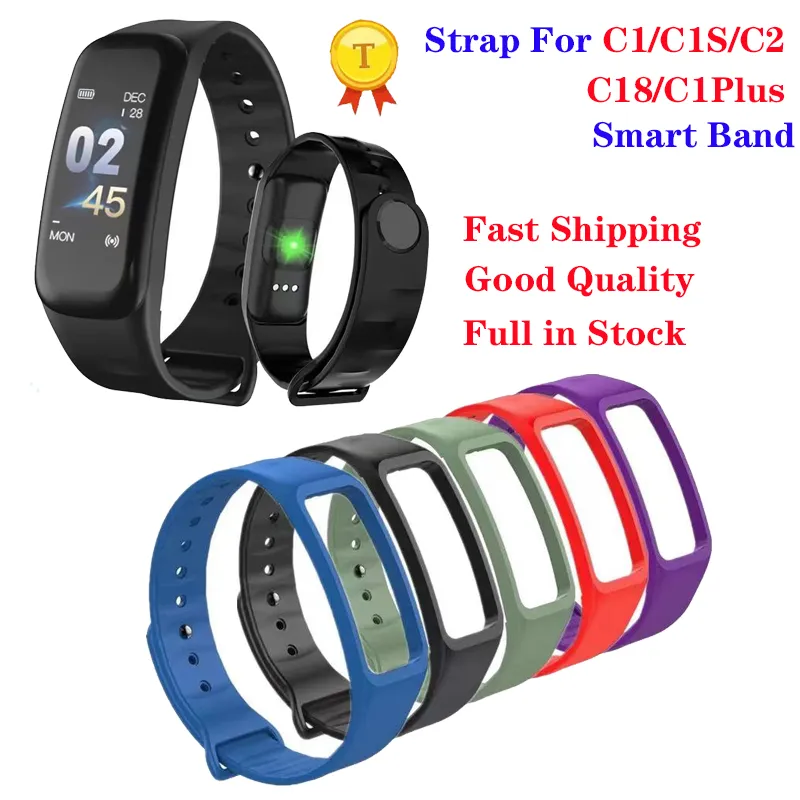 DHgate 2024Soft Silicone Strap Smartwatch Band for C1 C2 C18 C1S C1 Plus Smart Wristband Dark Green 2 Pack Cell Phones Accessories