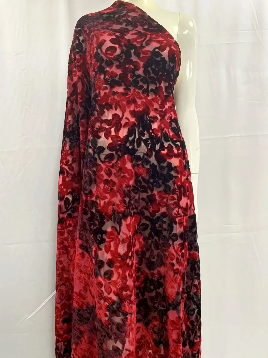 Tissu De Couture En Brocart Tissu De Velours De Soie Noire,