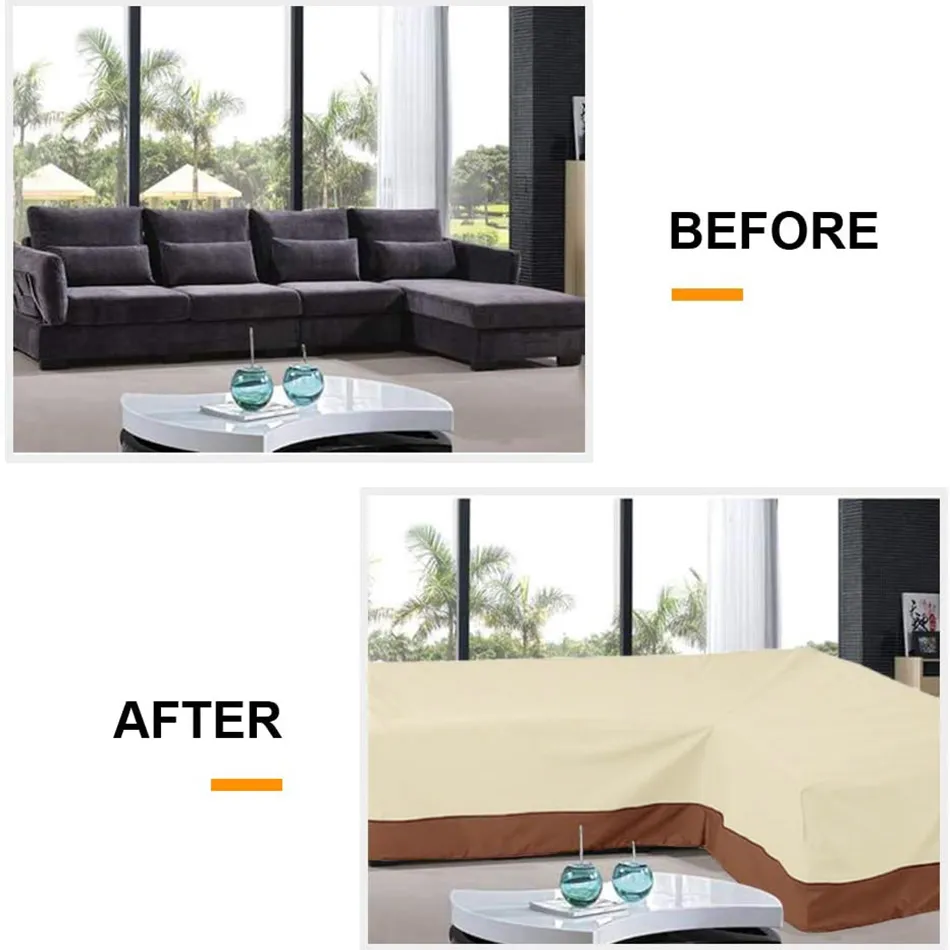 Waterproof L Shape Corner Sofa Cover Outdoor Rattan Furniture ...