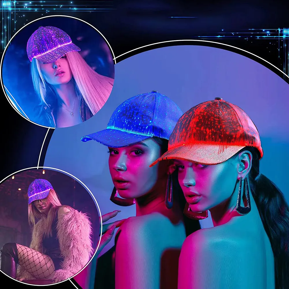 Women\'s Fiber Optic Cap Led Hat With 7 Colors Luminous Glowing Edc Baseball Hats Fiber Optic cap Led Hat with 7 Luminous glowing EDC baseball  main image 2