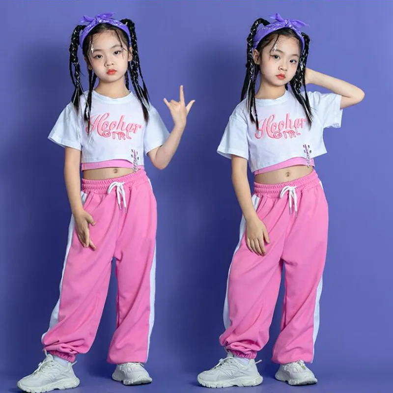 Girls' Pink textured crop and Tank Set - Hip Hop
