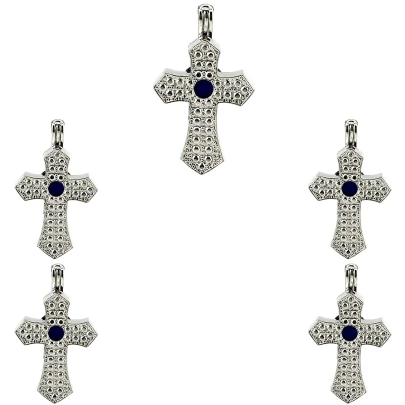 10Pcs Cross Locket Set Pearl Cage Aromatherapy Diffuser Pendant, Keychain  Charms, Unisex Religious Jewelry Making Supplies, Bulk