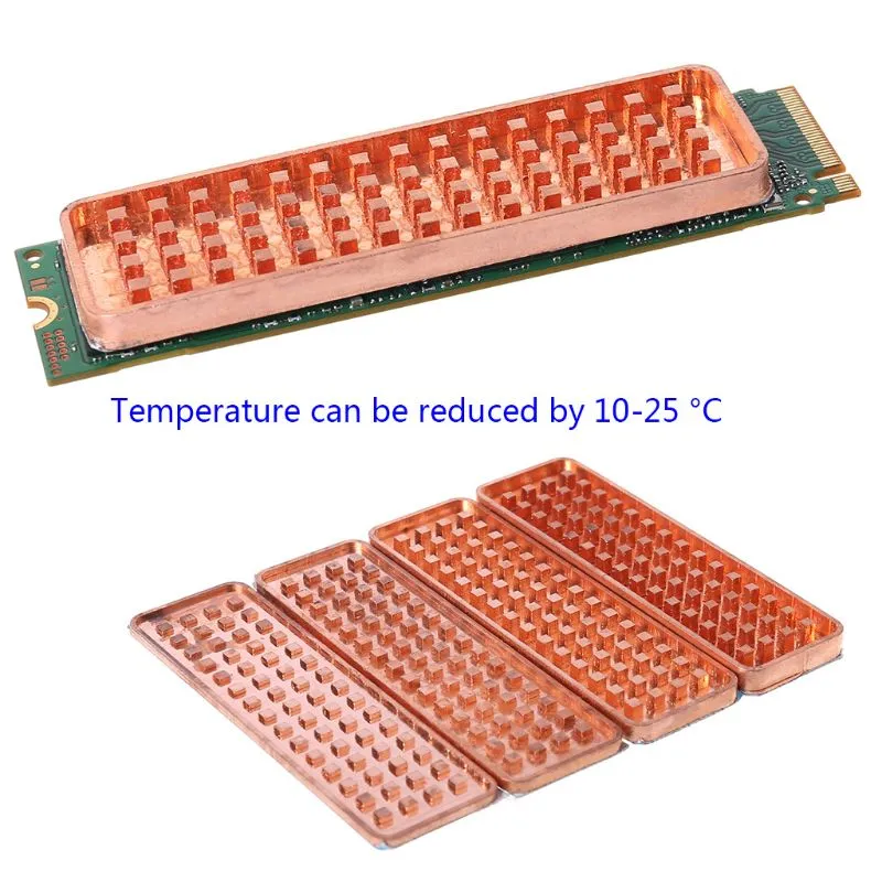 Copper M.2 2280 Heatsink For NVME PCI-E SSD – 4mm Height, Thermal Adhesive Pad