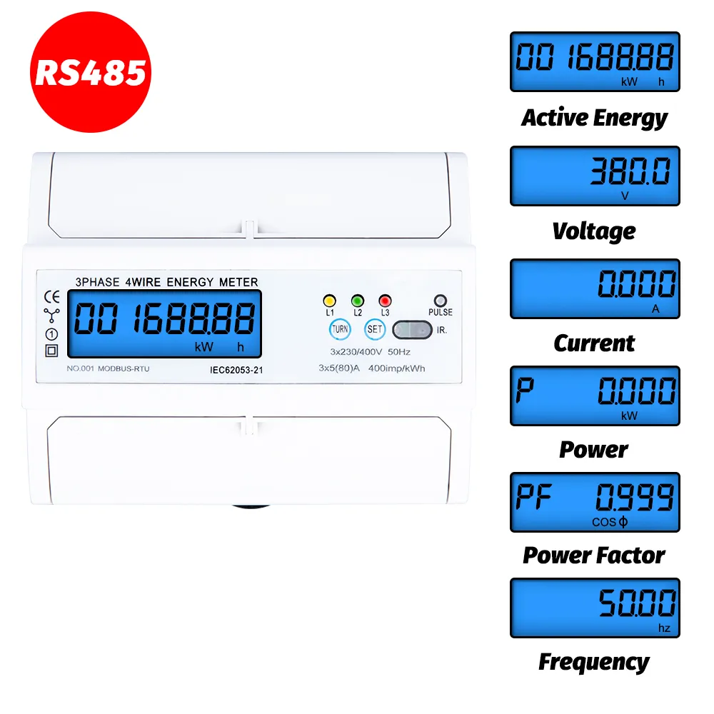 Outlet Power Monitor: 3 Phase 4 Wire Digital Energy Meter With RS485 ...