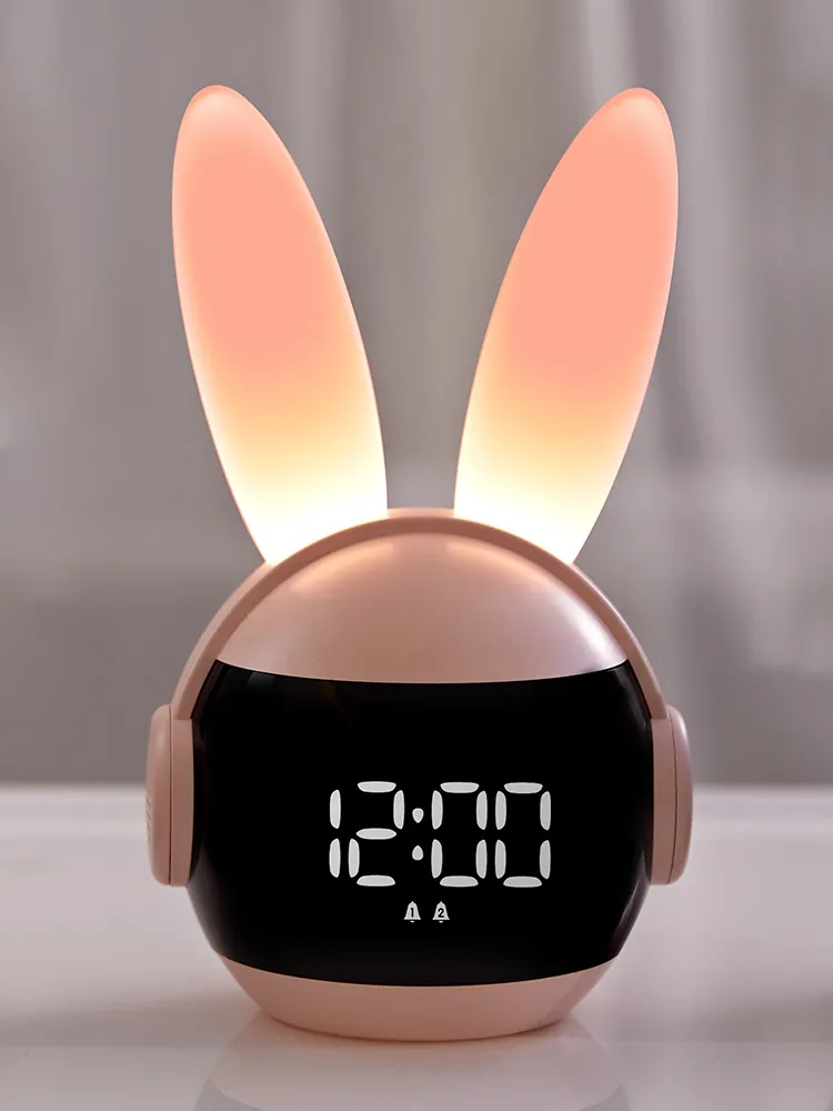 Rainbow Rabbit LED Digital Alarm Clock With Sound Control Cute