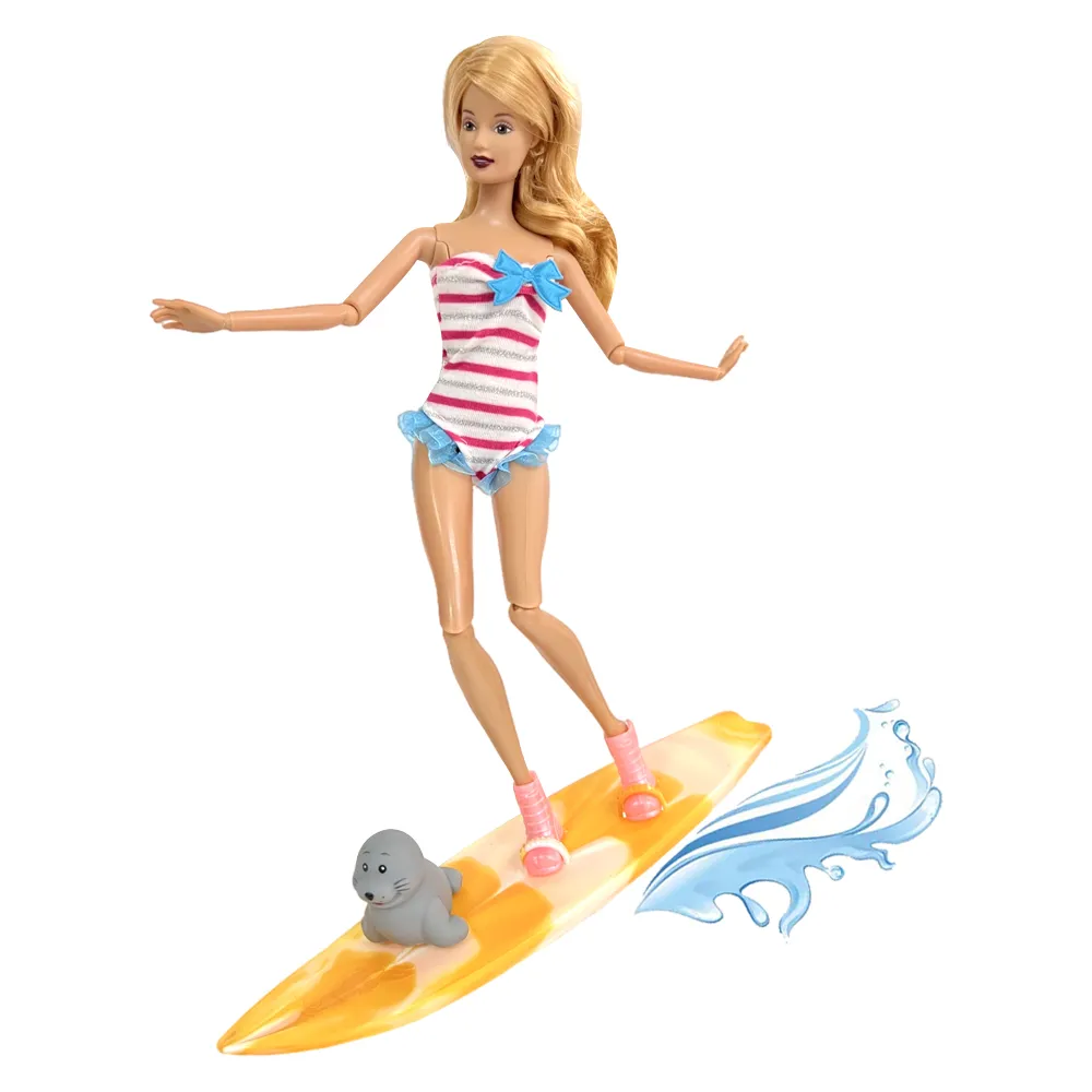 Doll Beach Fun Set: Surfboard Shoes for Barbie Summer Sports