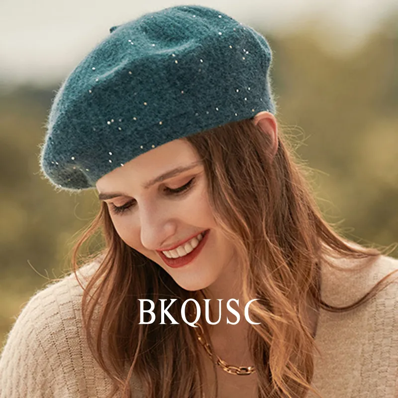 Womens Wool Beret Hat, Soft Velvet Knitted Painter... From  display picture 3