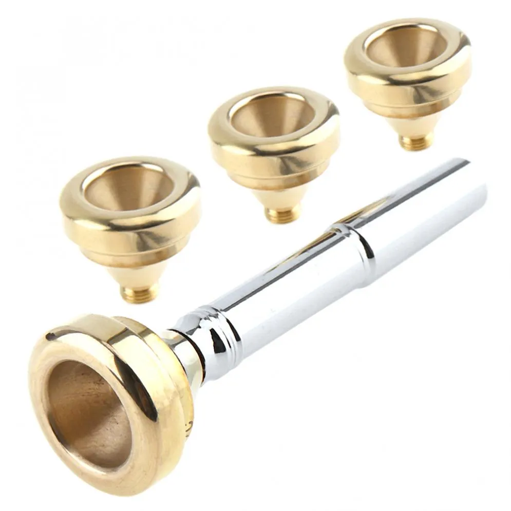 5-Pack Brass Trumpet Mouthpieces with Shanks & 4 Cups - 1-1/2c 3c 5c 7c ...