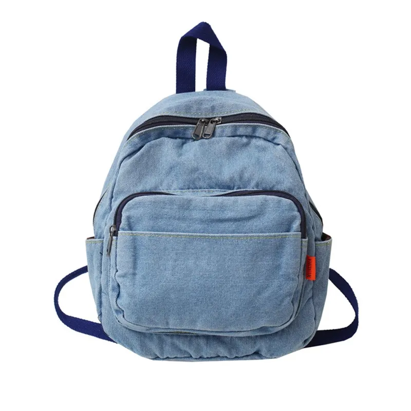 Vintage Denim Canvas Backpack Daypack Lightweight Rucksack Adjustable Straps Vintage Aesthetic Denim Backpack for Women Men Grunge Y2k  main image 3