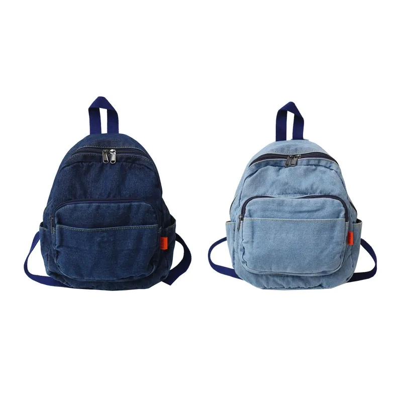 Lightweight Travel Denim Backpack Vintage Y2K Daypack Adjustable Shoulder Bags Amazon.com | TYHOTULY Vintage Denim Backpack Casual Style  main image 3