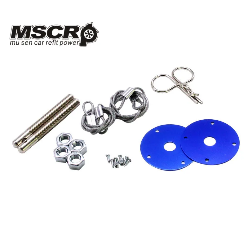 Black Universal Alloy Mount Bonnet Hood Pin Pins Lock Latch Kit Racing Sport Car