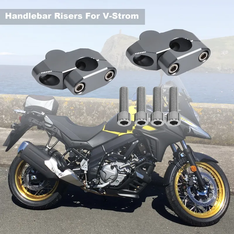 thumbnail image 2 of AGR Black 1" Spike Handlebar Risers – Fits Harley, Yamaha, Honda, Suzuki, Kawasaki (Billet Aluminum) 2 of 6