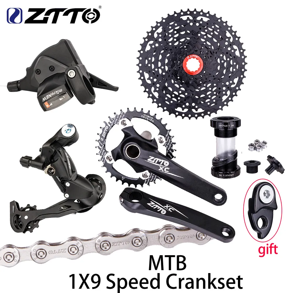 DHgate ZTTO 1X9 Speed Mountain Bike Groupset 9S Cassette Derailleur Crankset K7 Kit Mountain Bicycle Crank Set Sports Outdoors