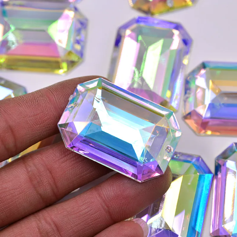Large Sew-On Clear Acrylic Rectangle Crystal Rhinestones for Clothing ...