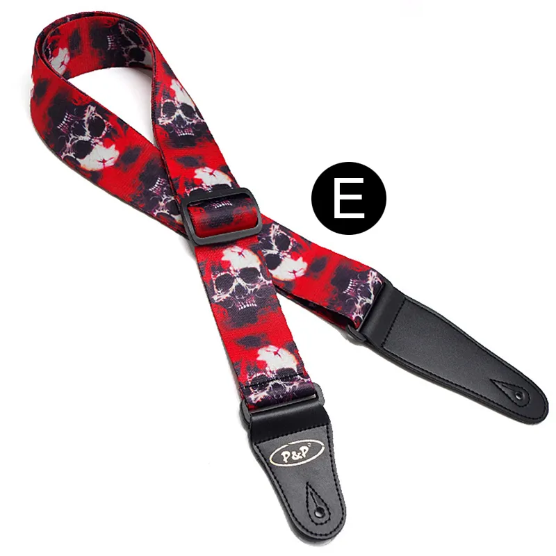 Cow Print Guitar Strap Acoustic Electric Guitar Straps with Skull Pattern Series Thermal Printing