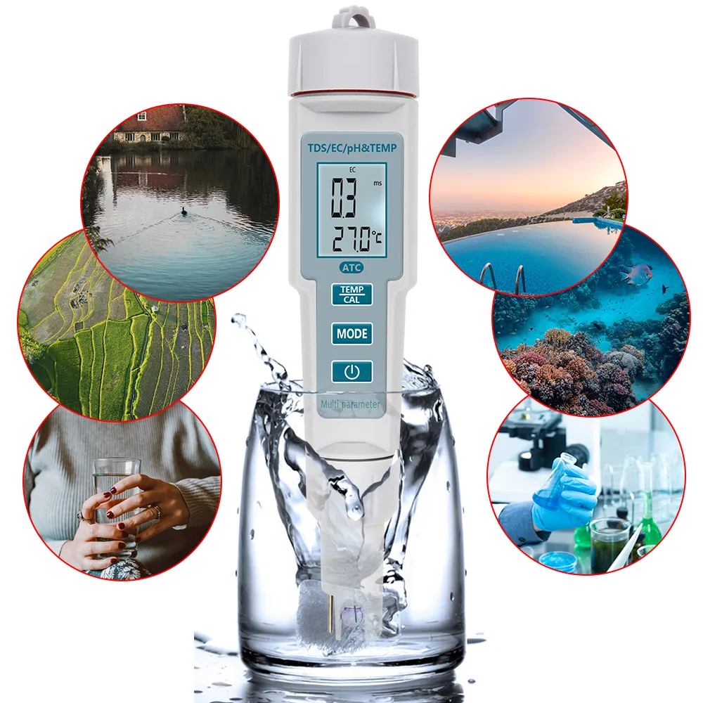Digital Water PH Meter TDS Tester Pen With EC Monitor And Thermometer ...