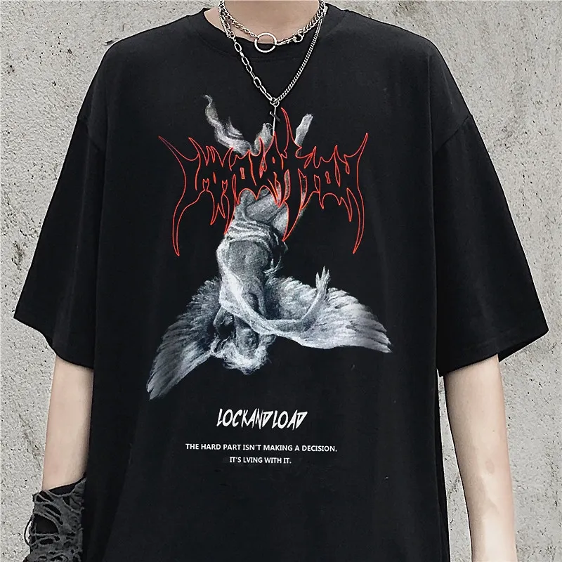 DHgate.com:Fallen Angel Oversized Streetwear T-shirt for Men