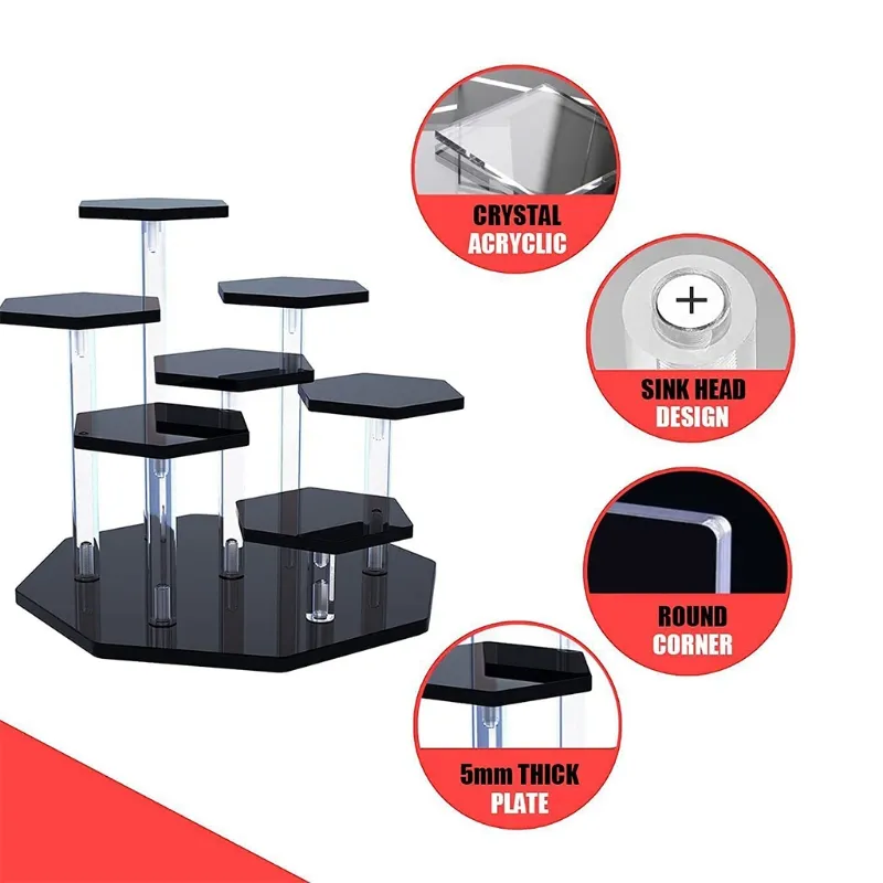 Figure Riser Display Multi-layer Pedestal Riser wall stand for Displaying Jewelry, Figurines ...