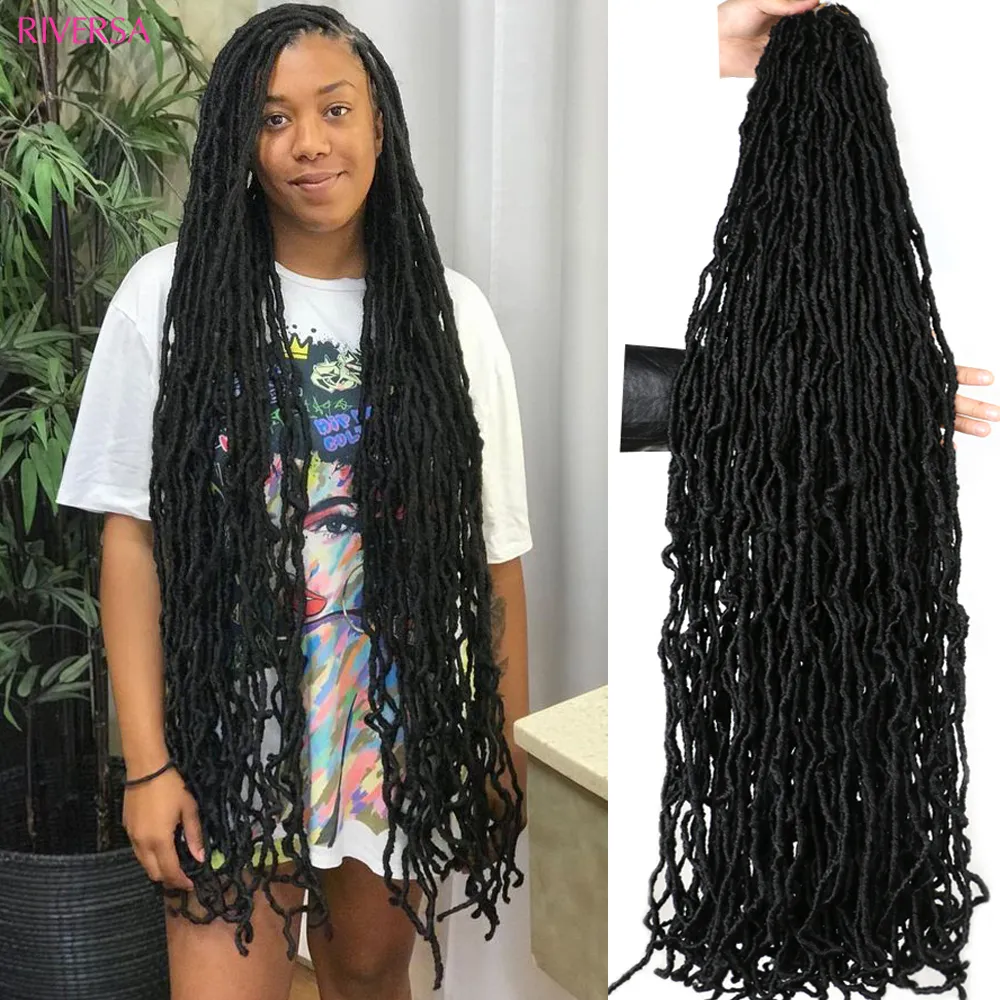 36 Inch Faux Locs Crochet Hair: Curly Faux Locs Hair Extensions ...